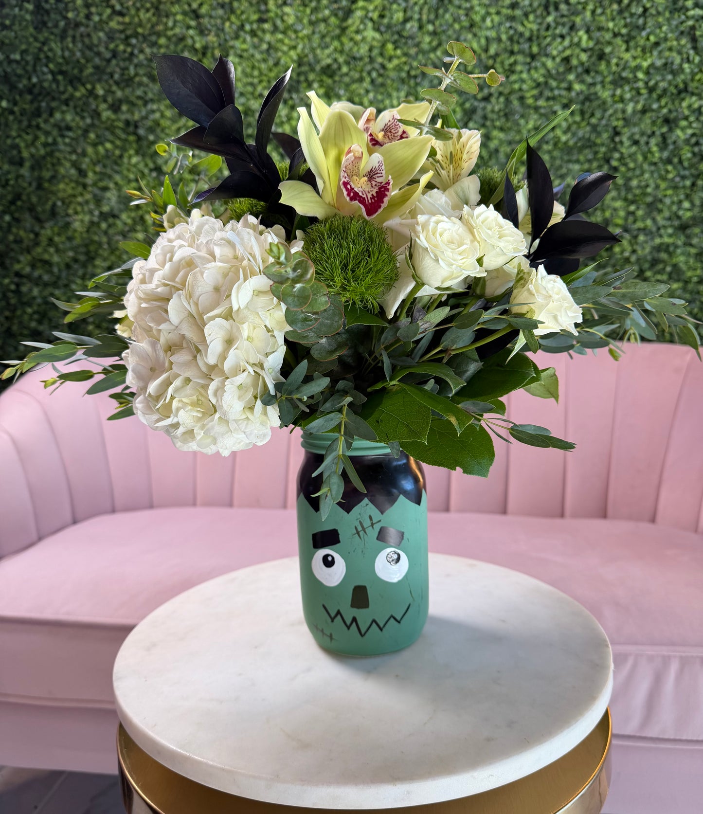 Spooky Ceramic Face Jars — Halloween Flower Arrangement (Choose Your Character)
