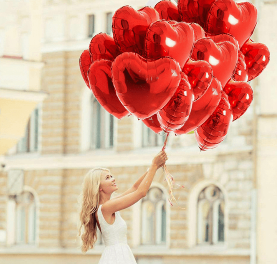18'' Red Heart Mylar Balloons