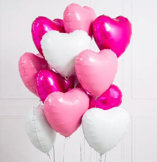 18'' Pink And White Heart Balloons