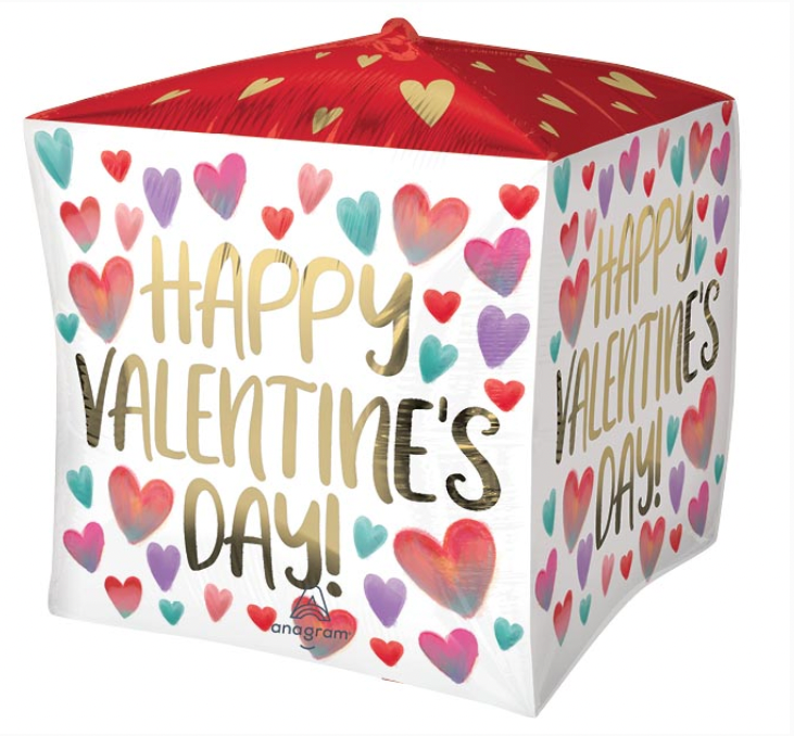 15" VALENTINE CUBEZ PAINTED HEARTS