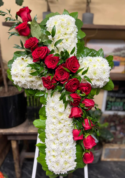 White and Red Standing Cross