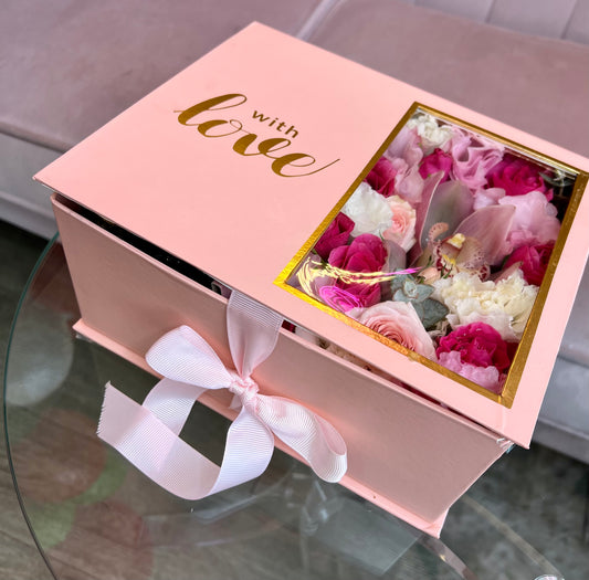 My Everything Luxury Rose & Champagne Gift Box — Flowers & Ferrero Chocolates Set