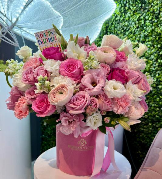 The Pink Radiance Luxury Velvet Floral Box