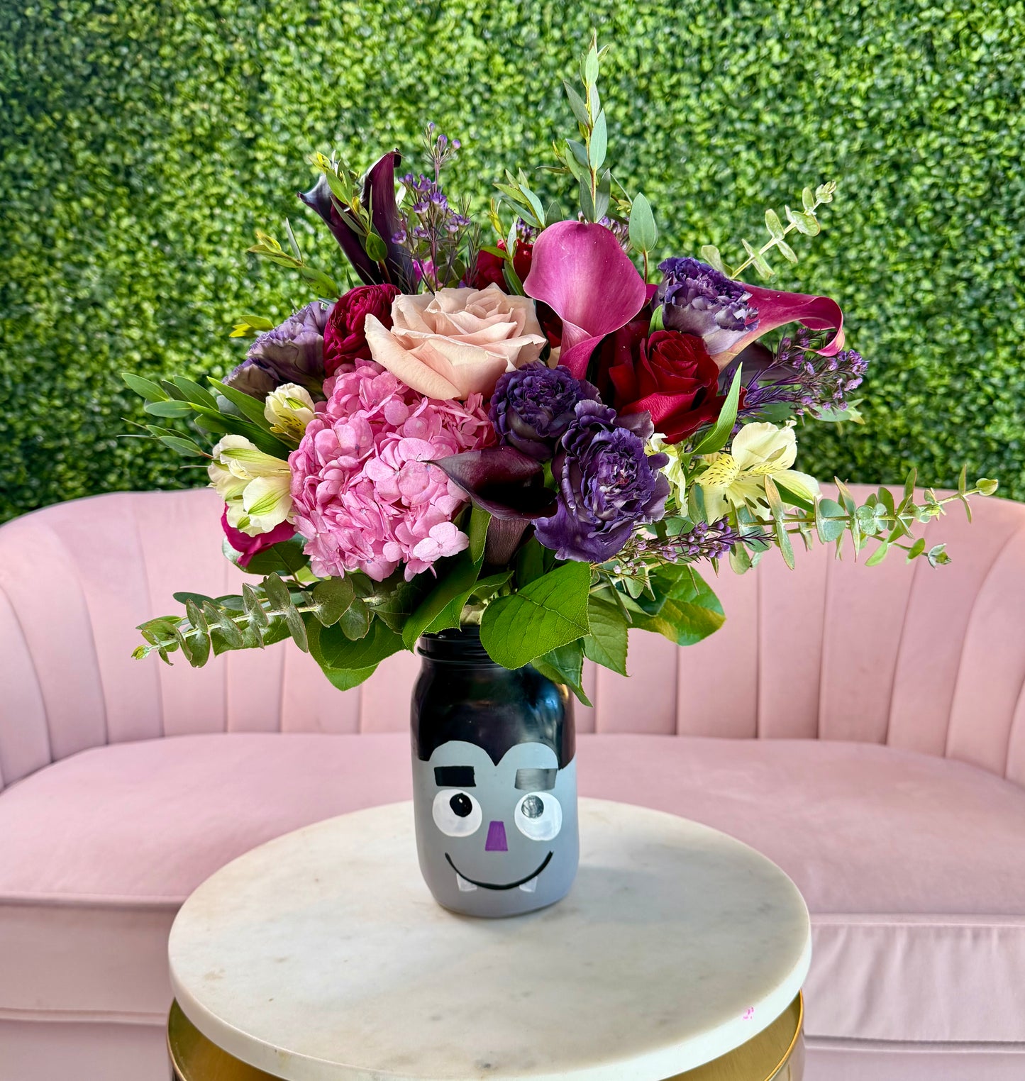 Spooky Ceramic Face Jars — Halloween Flower Arrangement (Choose Your Character)