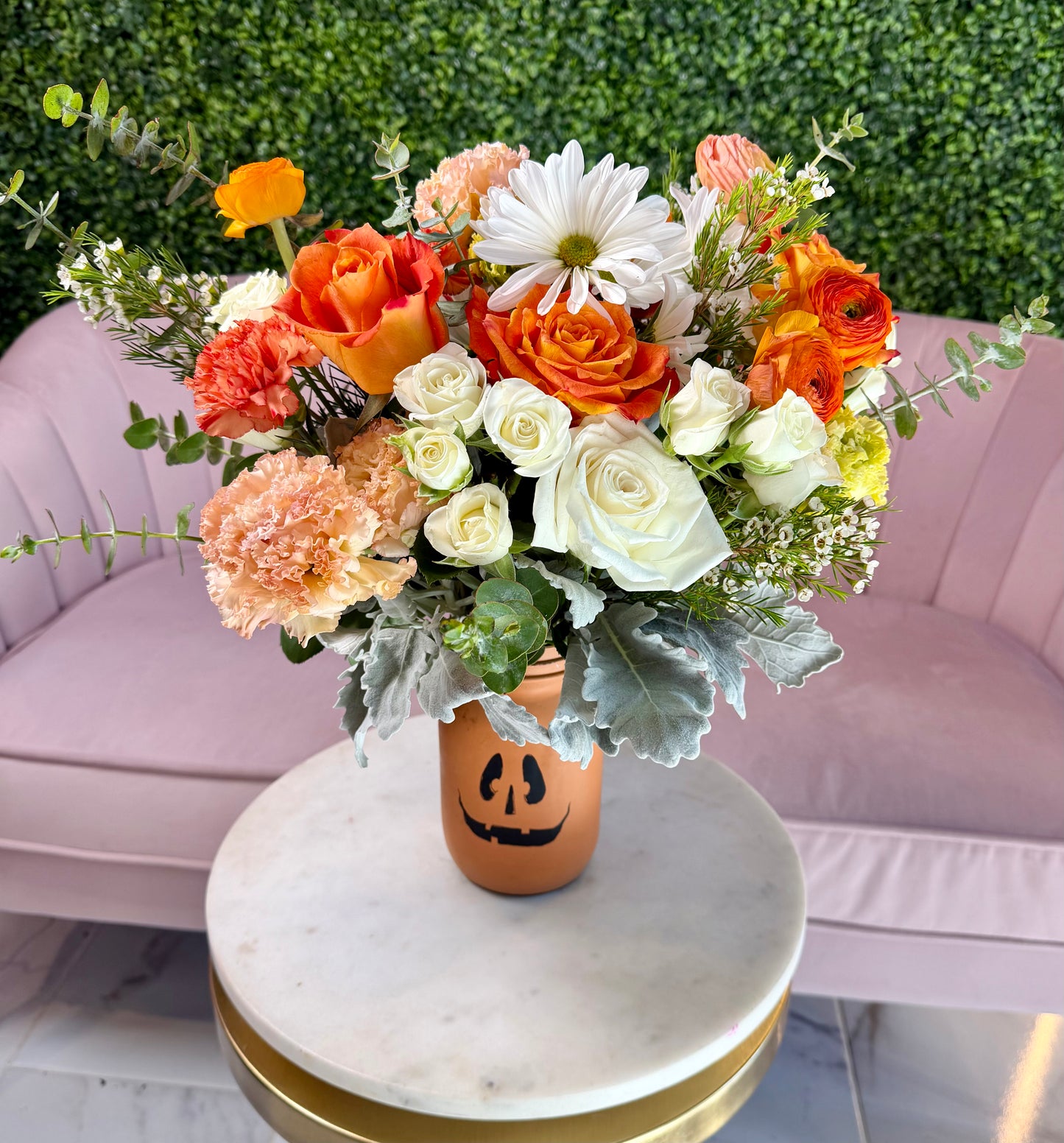 Spooky Ceramic Face Jars — Halloween Flower Arrangement (Choose Your Character)