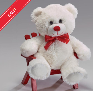 10" WHITE BEAR WITH RED BOW