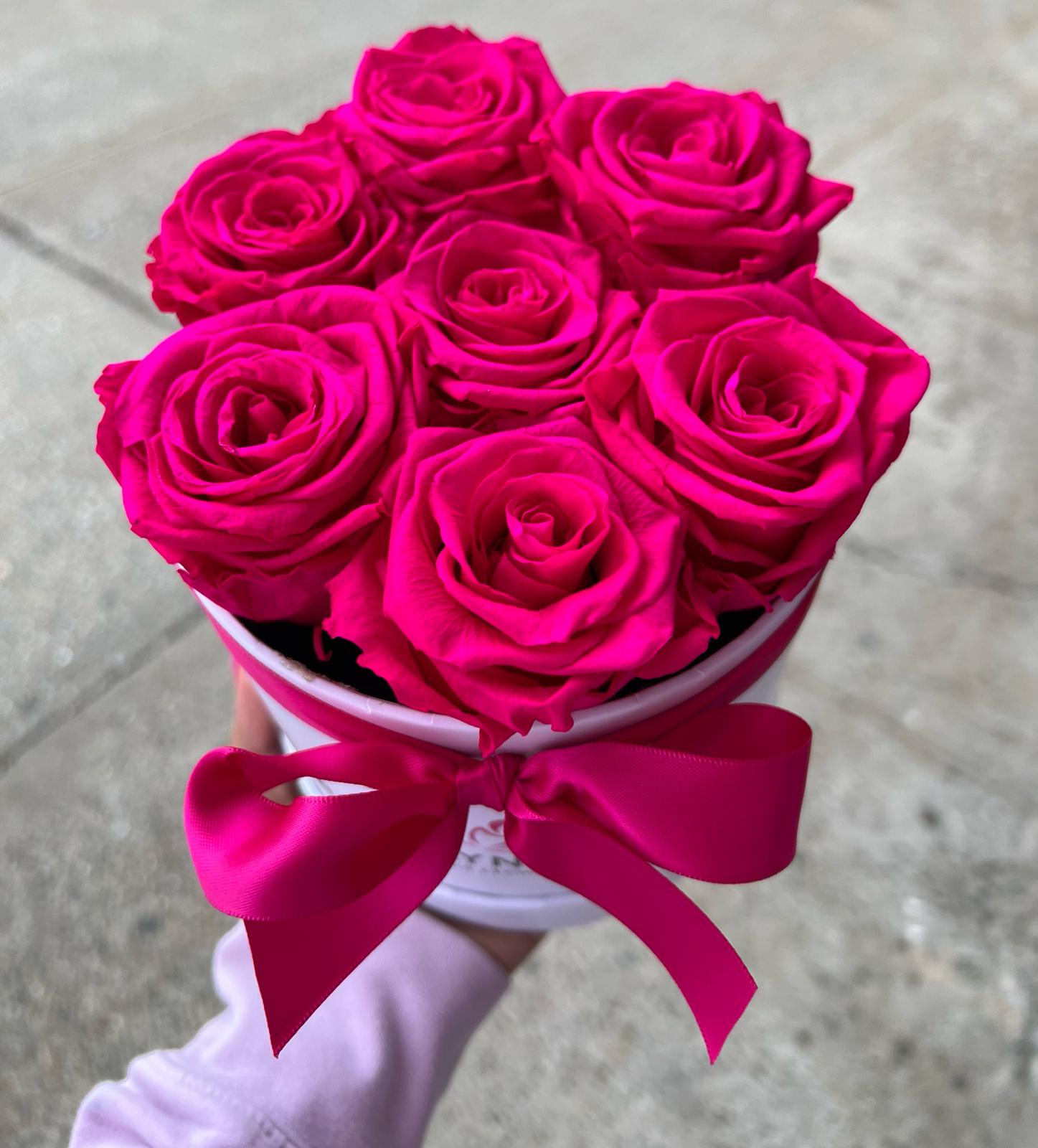 Bright Pink Preserved Roses – Rhoslyn Florist