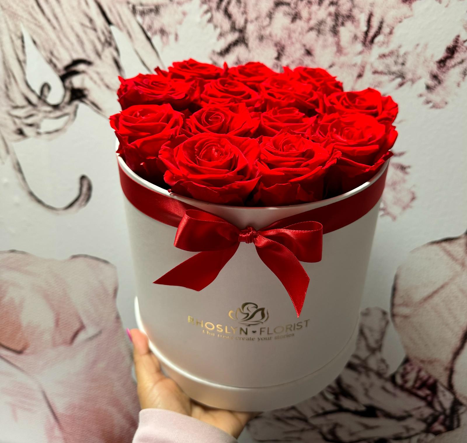 Red Preserved Roses Medium-Box – Rhoslyn Florist