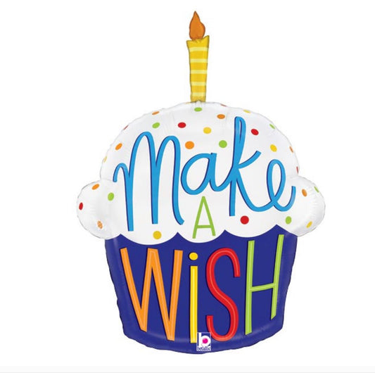 28" Make A Wish Cake Balloon
