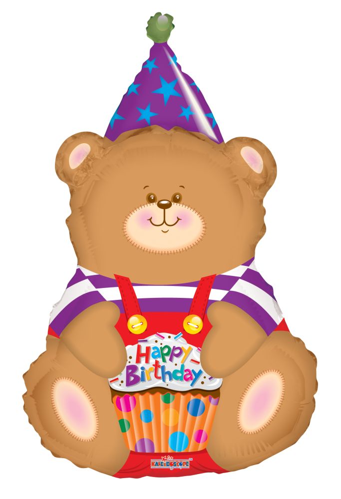 36" Birthday Bear With Cupcake